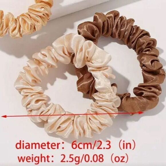 B1G1 Set of 8 Satin Hair Scrunchies Multicolor Hair Ties - Picture 2 of 3